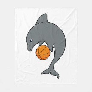 Dophin as Basketball player with Basketball Fleece Blanket