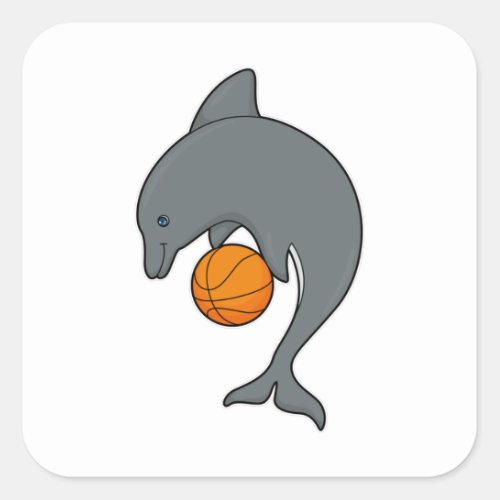 Dophin as Basketball player with Basketball Square Sticker