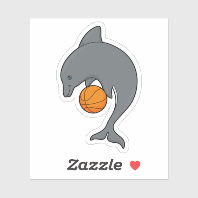 Dophin as Basketball player with Basketball Sticker (Sheet)