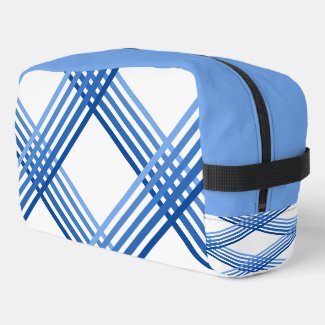 Dopp Kit - Blue Stripes Crossed Diagonally