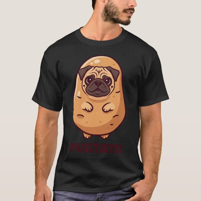 dorable Pugtato Cartoon Funny Pug Potato Mashup T-Shirt (Front)