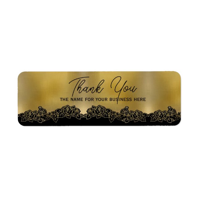 dorada con flores de gracias personalizada label (Front)