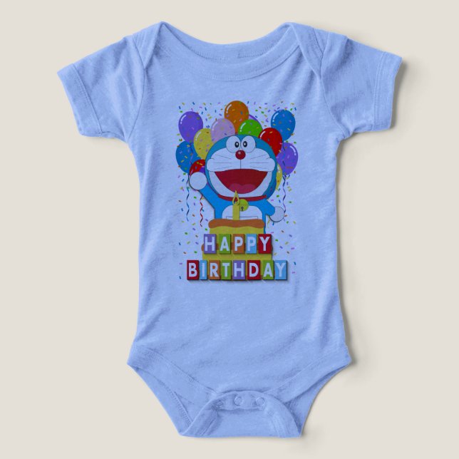 Doraemon with Cake and Balloon Art  Infant T-shirt (Design Front)