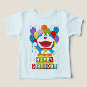 Doraemon with Cake and Balloon Art Toddler T-shirt