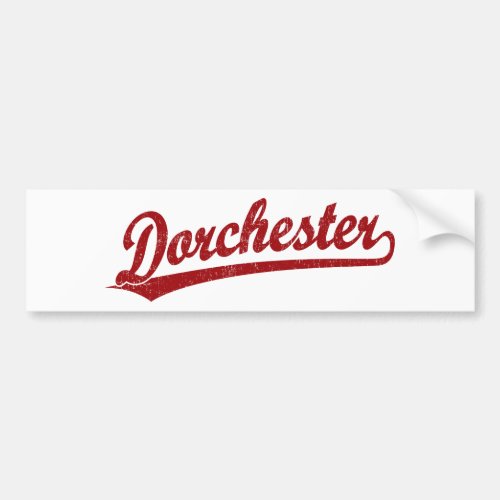 Dorchester script logo in red bumper sticker