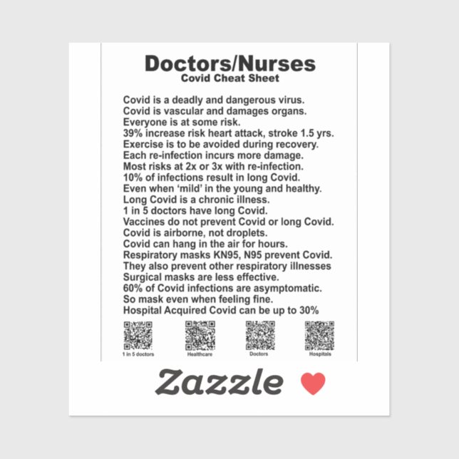 Dorctor/nurse cheat sheet vinyl sticker (Sheet)