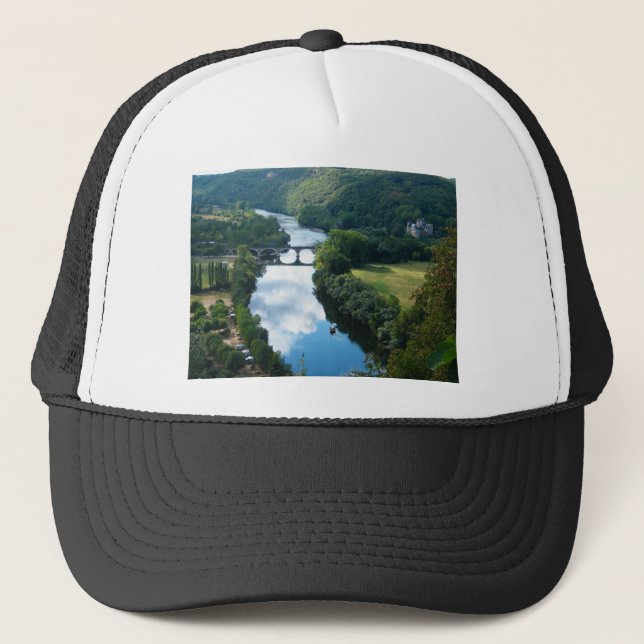 Dordogne Chateau Castle River Boat Bridge Water Trucker Hat (Front)