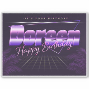Doreen Name First Name purple retro sticker birthd