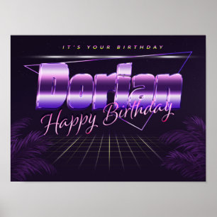 Dorian Last Name First Name purple retro Poster Bi