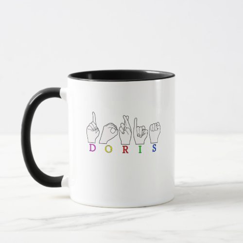 DORIS ASL FINGERSPELLED NAME SIGN MUG