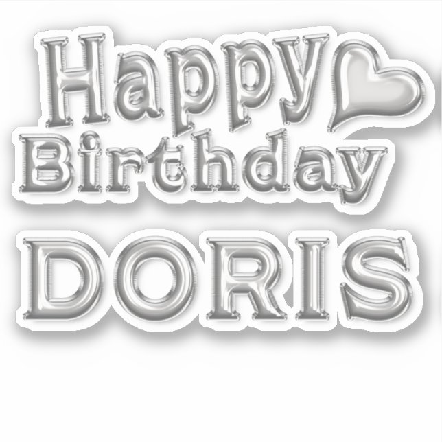 Doris Happy Birthday silver Sticker (Front)