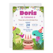 Doris is turning 8 Birthday invitation