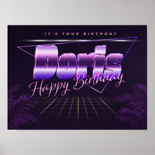 Doris Name Vorname lila retro Poster Geburtstag
