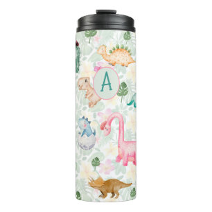 DORKY DINOSAURS MONOGRAM KIDS BOYS GIRLS THERMAL TUMBLER