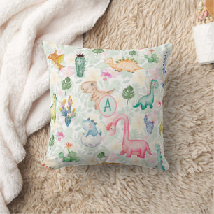 DORKY DINOSAURS Monogram Kids Gfit Boys Girls Throw Pillow