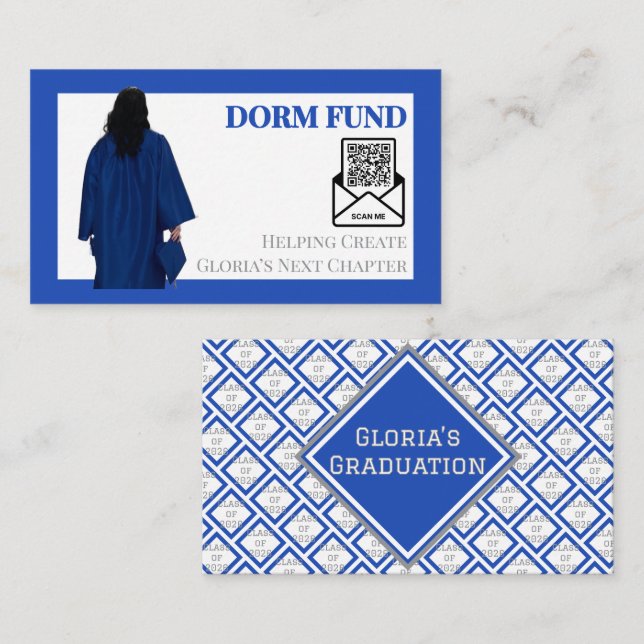 Dorm Fund Graduation QR Code Insert | Blue Gray (Front/Back)