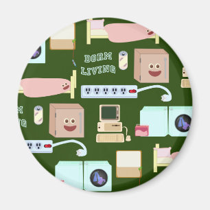 Dorm Living Cute College Life Pattern Magnet