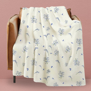 Dorm Modern Girly Bluebell Floral For Her Fleece Blanket