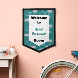 Dorm Room Decor Green Retro Customize Pennant