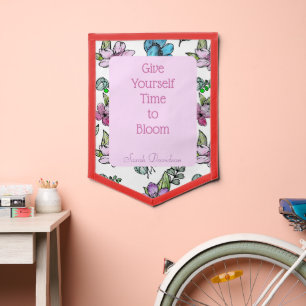 Dorm Room Decor Watercolor Flowers Customize Pennant