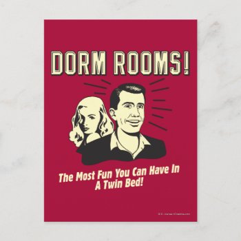 Dorm Room: Most Fun Twin Bed Postcard by RetroSpoofs at Zazzle