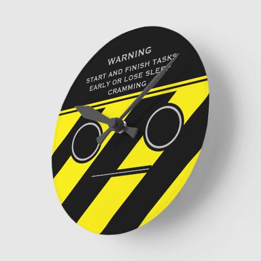 Dorm Study Warning Caution Tape Emoji Face Round Clock Zazzle