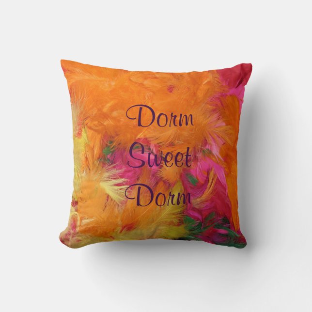 Dorm Sweet Dorm 16" Square Pillow Orange Pink (Front)