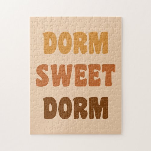 Dorm Sweet Dorm Brown Retro 70s Lettering  Jigsaw Puzzle