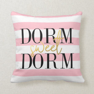 Dorm Sweet Dorm   Bubblegum Pink Stripes Throw Pillow