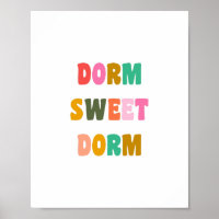 Dorm Sweet Dorm Colorful Lettering Poster