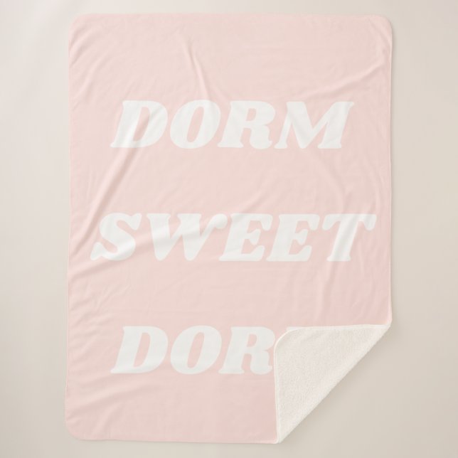 Dorm Sweet Dorm in Blush Sherpa Blanket (Front)