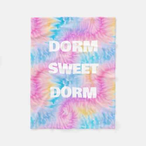 Dorm Sweet Dorm Pastel Tye Dye Retro  Fleece Blanket