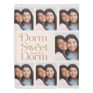 Dorm Sweet Dorm Photo Collage Terracotta Duvet Cover