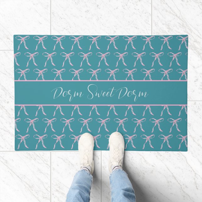 Dorm Sweet Dorm Pink Bow Pattern Rug (Indoor)