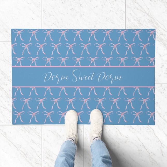 Dorm Sweet Dorm Pink Bow Pattern Rug (Indoor)