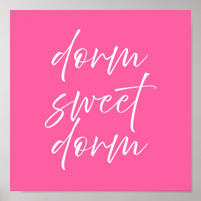 Dorm Sweet Dorm Pink Poster | Preppy Dorm Wall Art (Front)