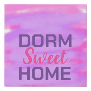 Dorm sweet dorm pink purple watercolor text faux canvas print