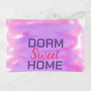 Dorm sweet dorm pink purple watercolor text trinket tray