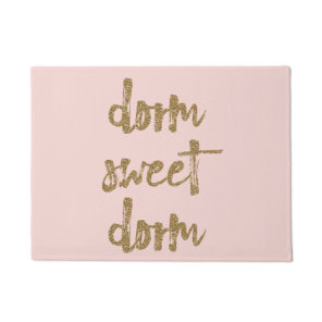 Dorm Sweet Dorm Room Decor Blush Pink and Gold Doormat
