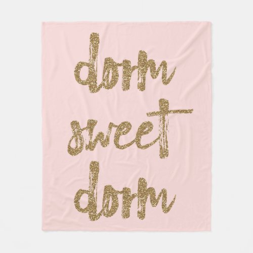 Dorm Sweet Dorm Room Decor Blush Pink and Gold Fleece Blanket