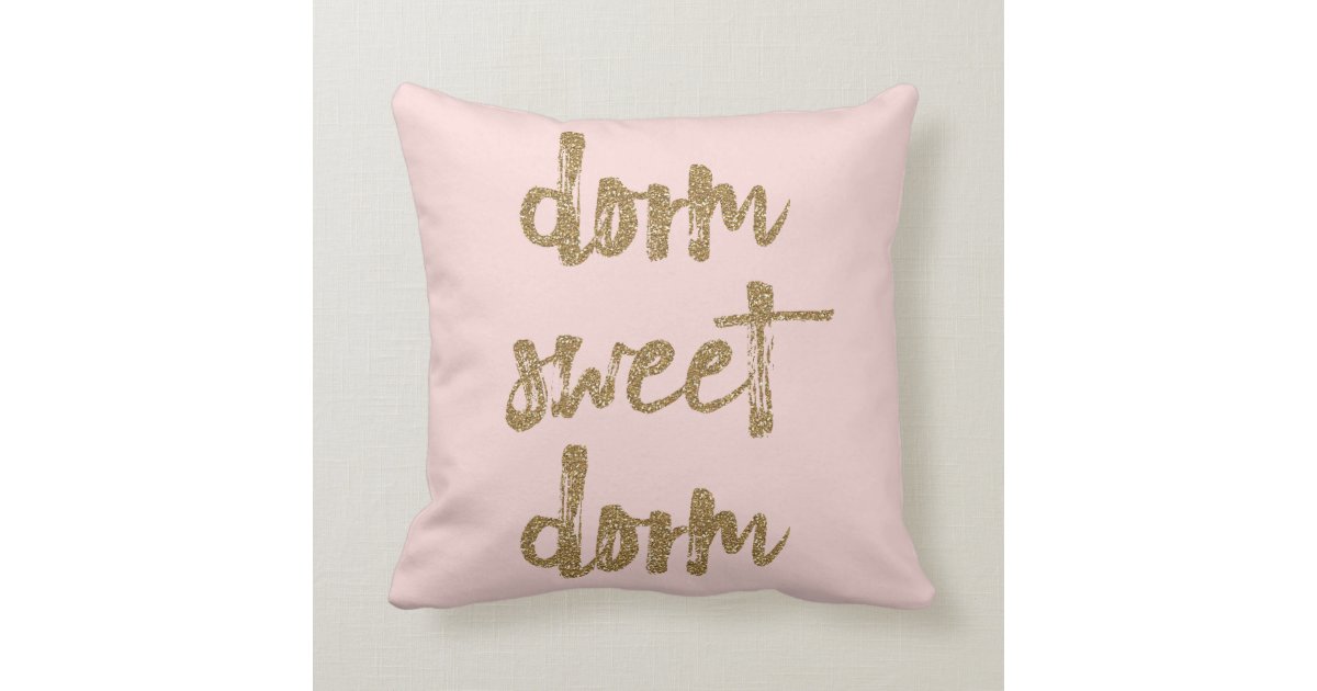 Dorm Sweet Dorm Room Decor Blush Pink And Gold Throw Pillow