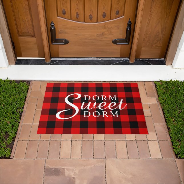 Dorm Sweet Dorm Rustic Cabin Block Squares Motif Doormat (Outdoor)