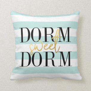 Dorm Sweet Dorm Teal Stripes Throw Pillow
