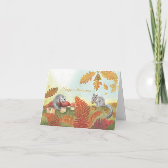 Dormice (Glis glis) Custom Happy Thanksgiving Holiday Card (Front)