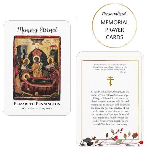Dormition of the Theotokos Funeral Prayer Card