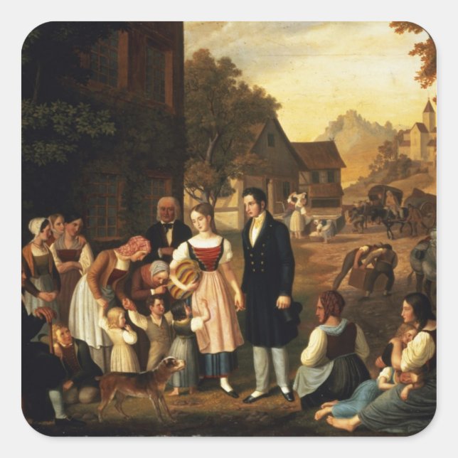 Dorothea's Farewell, from Goethe's 'Hermann and Do Square Sticker (Front)