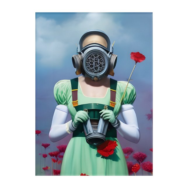 Dorothy in a Gas Mask Acrylic Print (Front)
