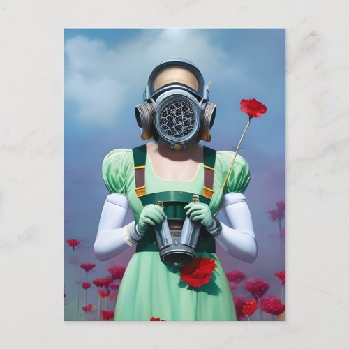 Dorothy in a Gas Mask in the Poppies Postcard