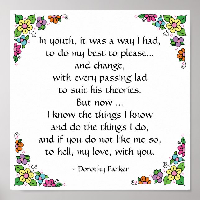 Dorothy Parker Quotation Poster by SRF (Front)