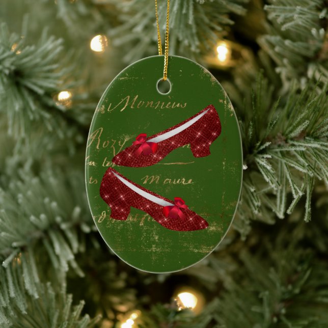 Dorothy's Ruby Slippers Ceramic Ornament (Tree)